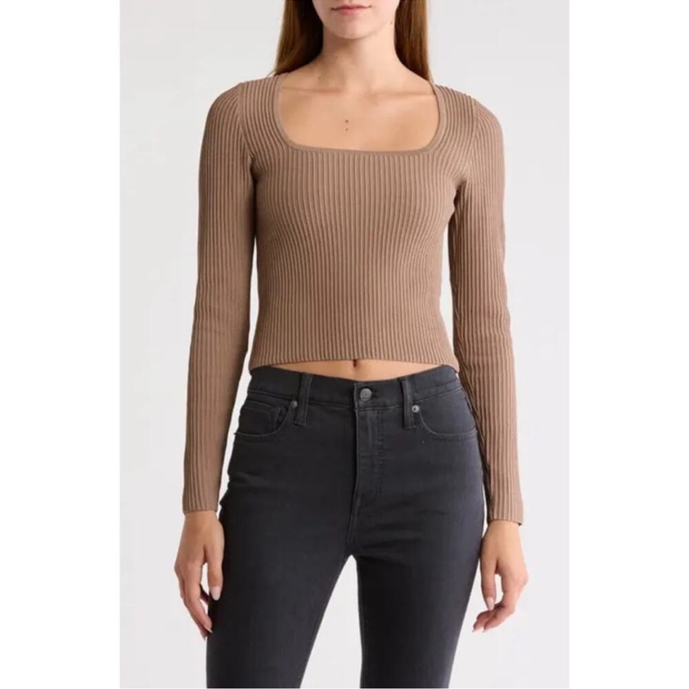 🍂 Madewell Ottoman Cropped Pullover Sweater – Light Umber – Size L – NWT